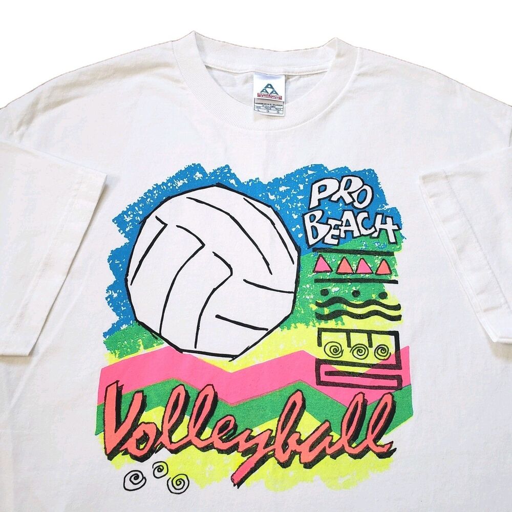 Vintage Y2K Pro Beach Volleyball Sz Large Mens White Alstyle T-Shirt